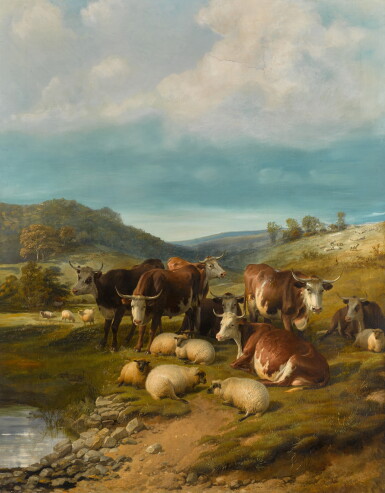 View full screen - View 1 of Lot 27. Cattle and Sheep at a Watering Place.