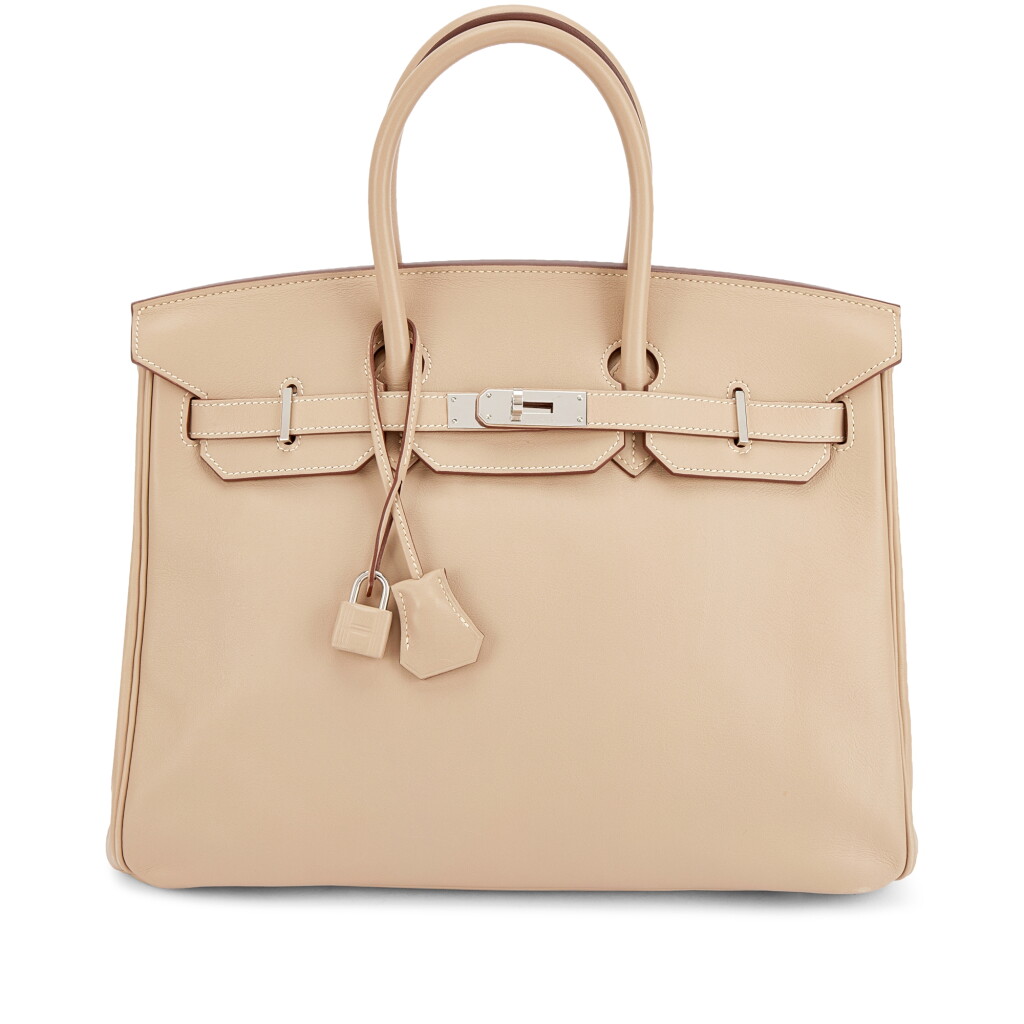 View full screen - View 1 of Lot 665. Beige Swift Birkin 35 Palladium Hardware, 2010.