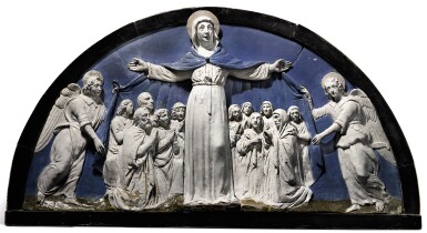 View full screen - View 1 of Lot 225. BENEDETTO BUGLIONI (FLORENCE 1459-1521) LATE 15TH CENTURY | LUNETTE OF THE MADONNA DELLA MISERICORDIA.