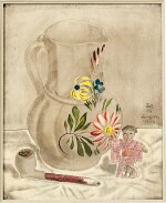 Léonard Tsuguharu Foujita 藤田嗣治 | Nature morte à la pipe et à la poupée 煙斗與洋娃娃