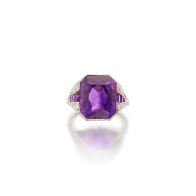 View full screen - View 1 of Lot 9. Amethyst and Diamond Ring, France.