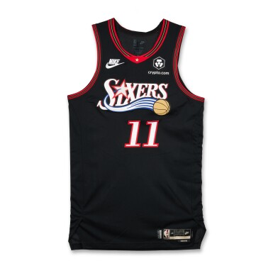 View full screen - View 1 of Lot 37. Justin Edwards Philadelphia 76ers 2025-2026 Game Worn Classic Edition Jersey.