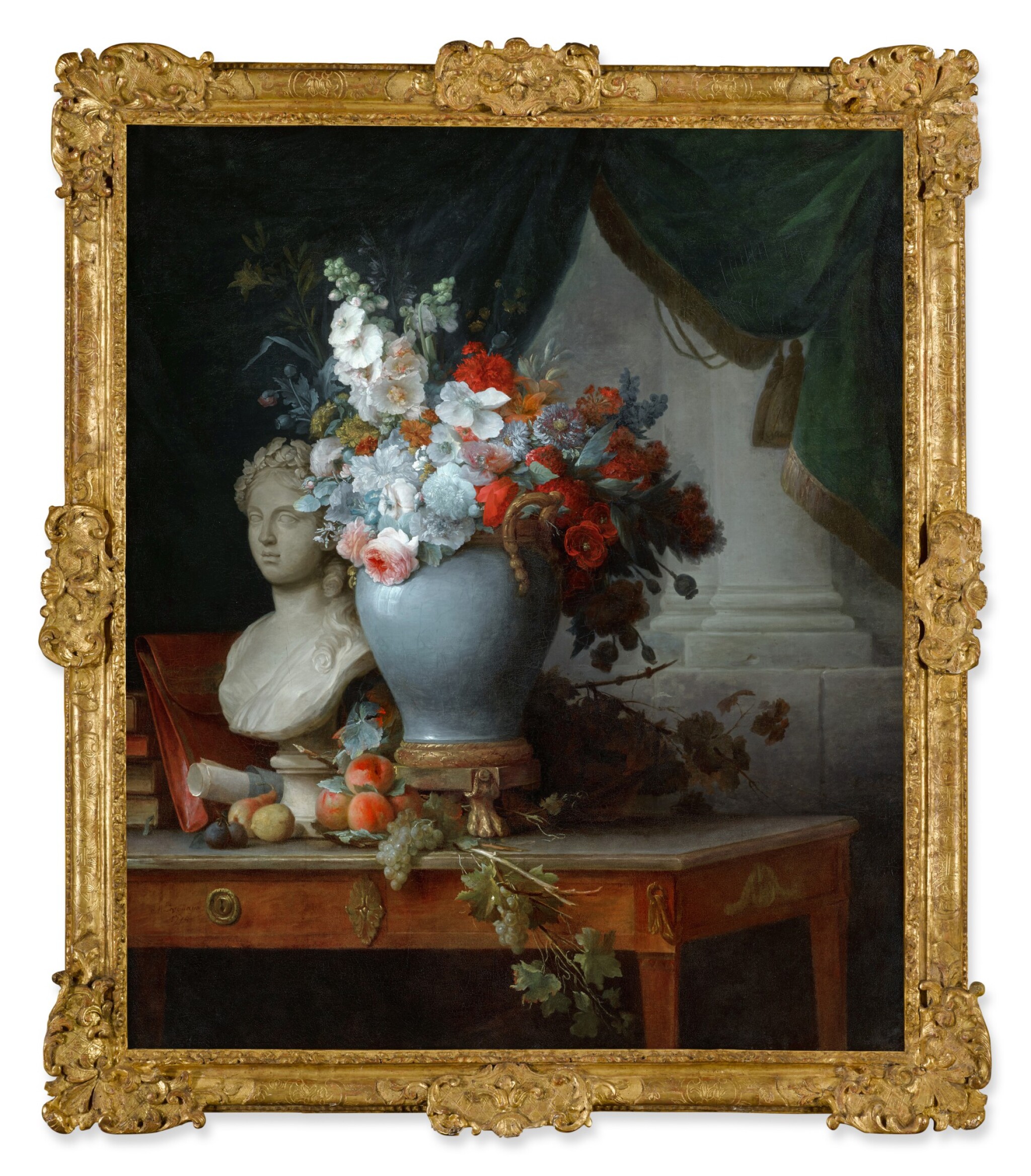 Still life Fruits vegetables France Antique vintage french painting 1950s on panel with Frame Still life Fruits vegetables France Antique vintage french painting 1950s on panel with Frame