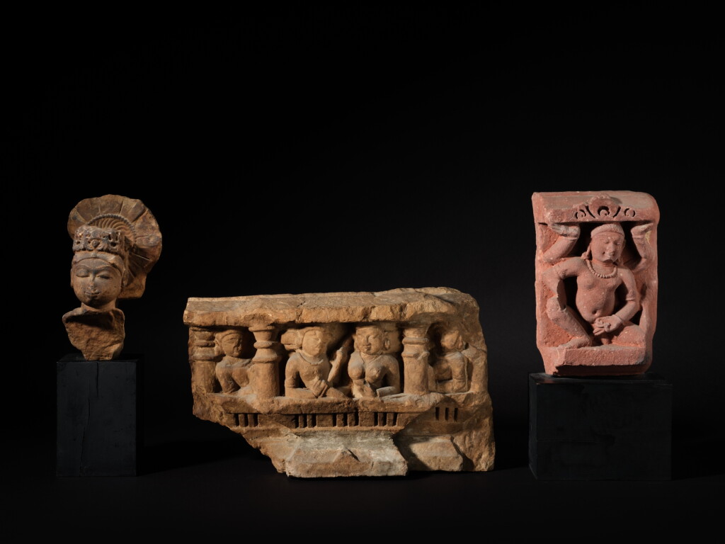 View full screen - View 1 of Lot 157. Three stone carvings, India, 10th - 12th century.