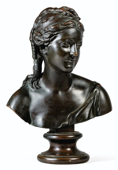 View full screen - View 1 of Lot 74. FRENCH, EARLY 19TH CENTURY, ATTRIBUTED TO PIERRE-PHILIPPE THOMIRE (1751-1843) | A BUST OF A YOUNG WOMAN.