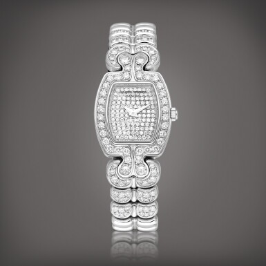 View full screen - View 1 of Lot 8881. A white gold and diamond-set bracelet watch, Circa 2005 | 江詩丹頓 白金鑲鑽石鏈帶腕錶,約2005年製.