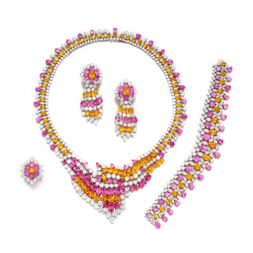 View full screen - View 1 of Lot 355. Colored Sapphire and Diamond Suite of Jewels.
