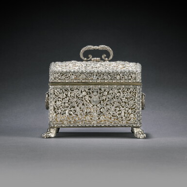 View full screen - View 1 of Lot 111. A French silver and silver-gilt casket, marked with the Paris discharge mark for smallwork 1697-1704 and the Paris countermark for smallwork 1704-12.