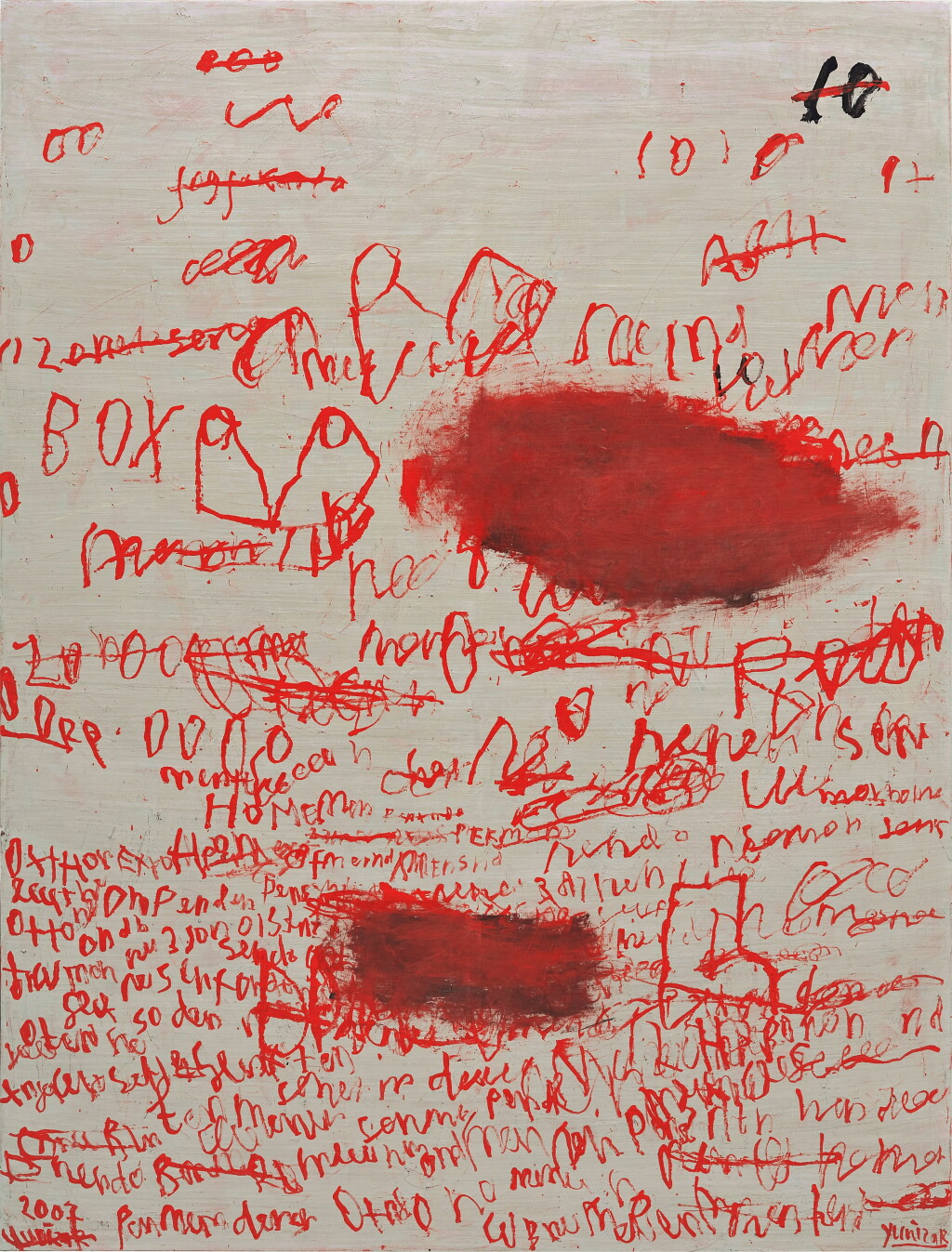 View full screen - View 1 of Lot 622. Yunizar 雲尼薩爾 |  Teks & Coretan Merah (Text & Red Scribble) 文字和紅色塗鴉.