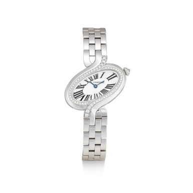 View full screen - View 1 of Lot 8158. CARTIER | DÉLICES DE CARTIER, REFERENCE 3383 A WHITE GOLD AND DIAMOND-SET WRISTWATCH WITH BRACELET, CIRCA 2012.