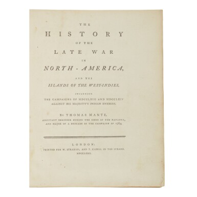 View full screen - View 1 of Lot 323. Mante, Thomas | First edition, "the best contemporary account of this war" (Howes).