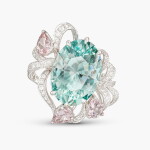 Paraíba-Type Tourmaline, Pink Sapphire and Diamond Ring | 18.01克拉 帕拉伊巴碧璽 配 粉紅色剛玉 及 鑽石 戒指