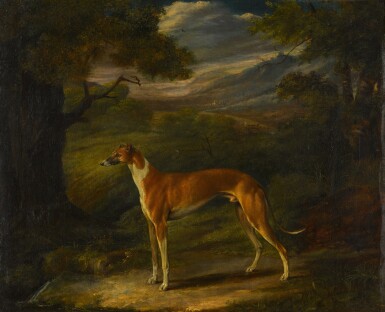 View full screen - View 1 of Lot 81. A greyhound in a landscape.