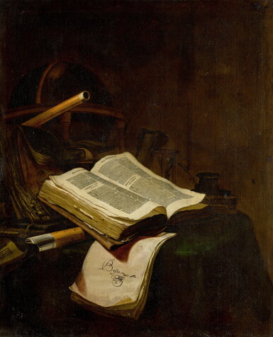 View full screen - View 1 of Lot 58. JAN VERMEULEN | Still life with an open book.