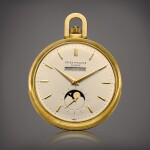 Reference 655/1 | An important and possibly unique yellow gold two train trip minute repeating openface straight line perpetual calendar watch with moon phases, Retailed by Tiffany & Co., Circa 1957, Formerly part of the Esmond Bradley Martin Collection | 百達翡麗 | 型號655/1 | 非常重要及應為獨一無二黃金雙發條輕觸式三問直線萬年曆懷錶,備月相顯示,由 Tiffany & Co. 發行,約1957年製,原爲 Esmond Bradley Martin 收藏