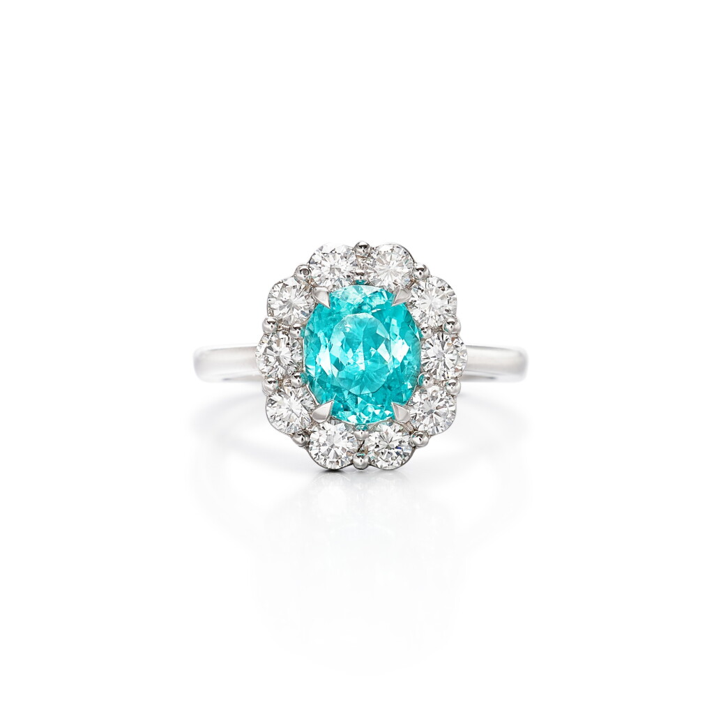 View full screen - View 1 of Lot 1491. Paraíba Tourmaline and Diamond Ring | 1.75克拉「巴西」帕拉伊巴碧璽 配 鑽石 戒指.