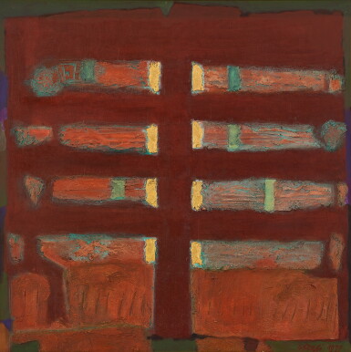 View full screen - View 1 of Lot 2006. Ahmad Sadali 阿曼德·薩達利 | Batang-batang merah bata dan sisa-sisa emas (Brick-red blocks and remnants of gold) 紅磚圖案與金色.