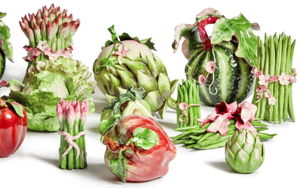 View full screen - View 1 of Lot 272. A Collection of Twenty-One Katherine Houston Trompe l'oeil Porcelain Vegetable Table Decorations, Modern.