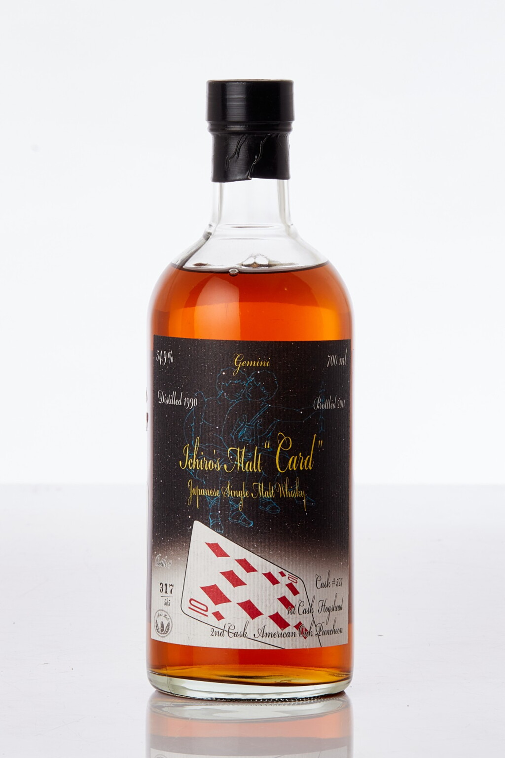 View full screen - View 1 of Lot 1049. 羽生 Hanyu Ichiro's Malt Card Series 10 Of Diamonds 54.9 abv 1990 (1 BT70).