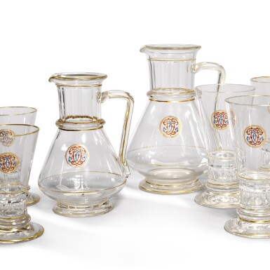 View full screen - View 1 of Lot 41. A J. & L. Lobmeyr monogramed part service, circa 1900.