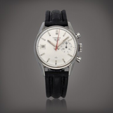 View full screen - View 1 of Lot 482. Carrera 'Dato 45', Reference 3147S | A stainless steel chronograph wristwatch with date | Circa 1960.