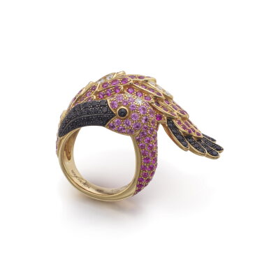 View full screen - View 1 of Lot 526. Pink sapphire and diamond ring | 寶詩龍粉紅色剛玉及鑽石戒指.