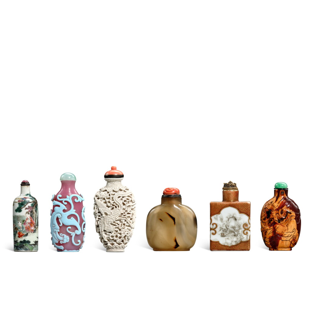 View full screen - View 1 of Lot 3444. Six snuff bottles, Qing dynasty | 清 鼻煙壺六件.