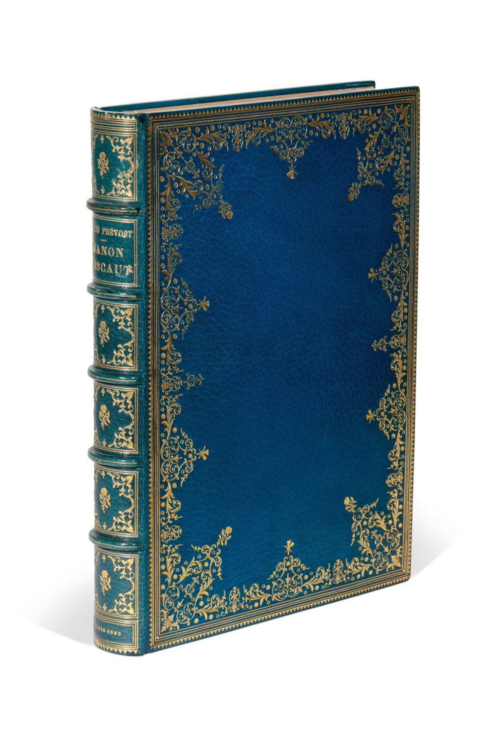 View full screen - View 1 of Lot 99. Prévost | Histoire de Manon Lescaut, Paris, 1885, blue morocco gilt by Joly, presentation copy from the artist.