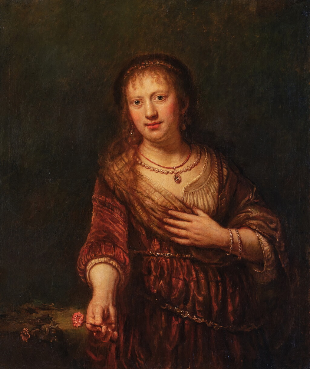 View full screen - View 1 of Lot 59. Portrait of Saskia with flowers.
