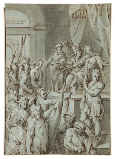 View full screen - View 1 of Lot 83. Christ before Pontius Pilate, after Raffaellino da Reggio.