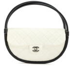 White and Black Quilted Aged Lambskin Small Hula Hoop Bag Ruthenium Hardware, 2012-2013