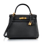 Black Togo and Alligator Retourne Kelly Touch 28 Gold Hardware, 2020 | 愛馬仕黑色 Togo 小牛皮拼短吻鱷皮28公分 RETOURNE 內縫 Kelly Touch 凱莉包,配鍍金金屬件,2020年