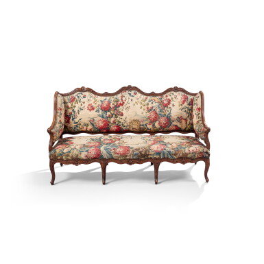 View full screen - View 1 of Lot 41. A Louis XV wing-back sofa, circa 1730.