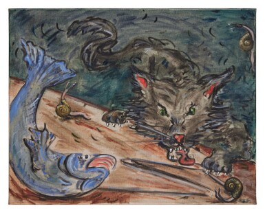 View full screen - View 1 of Lot 819. Cat with Fish and Snails.