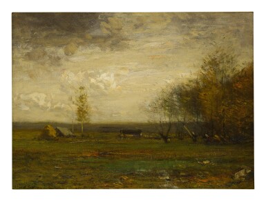 View full screen - View 1 of Lot 44. JOHN FRANCIS MURPHY | LANDSCAPE WITH HAYSTACK.