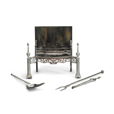 View full screen - View 1 of Lot 71. A George III polished steel basket fire grate, circa 1780.