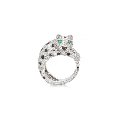 View full screen - View 1 of Lot 576. Onyx, emerald and diamond ring, 'Panthère'.
