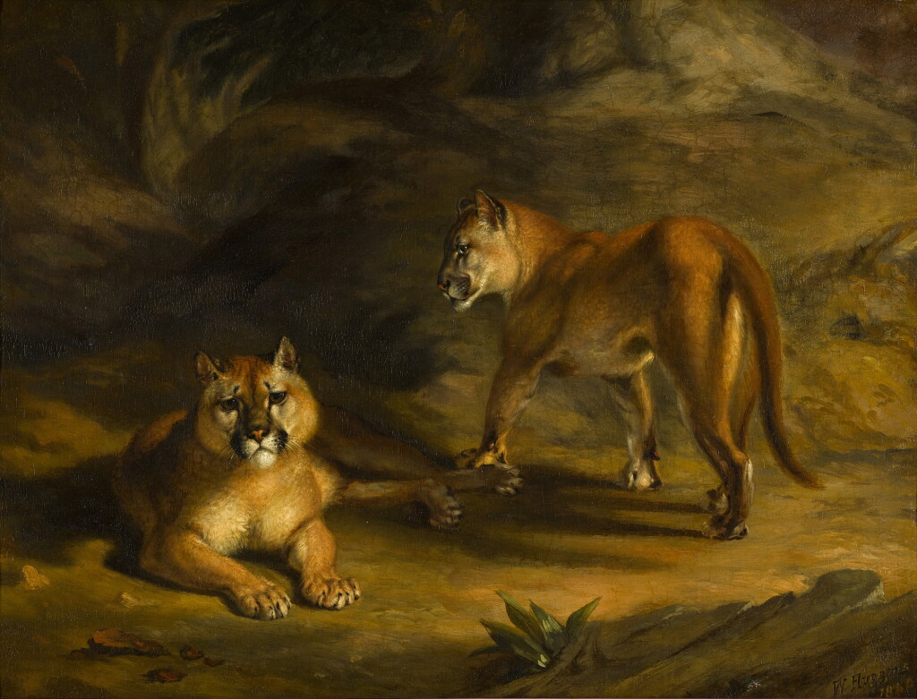 View full screen - View 1 of Lot 61. WILLIAM HUGGINS | TWO PUMAS IN A LANDSCAPE.