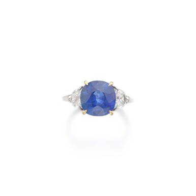 View full screen - View 1 of Lot 737. Sapphire and diamond ring.