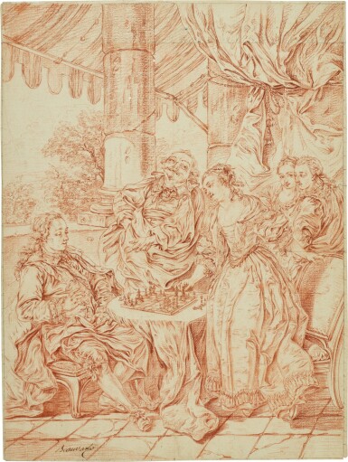 View full screen - View 1 of Lot 79. Elegant company playing chess.