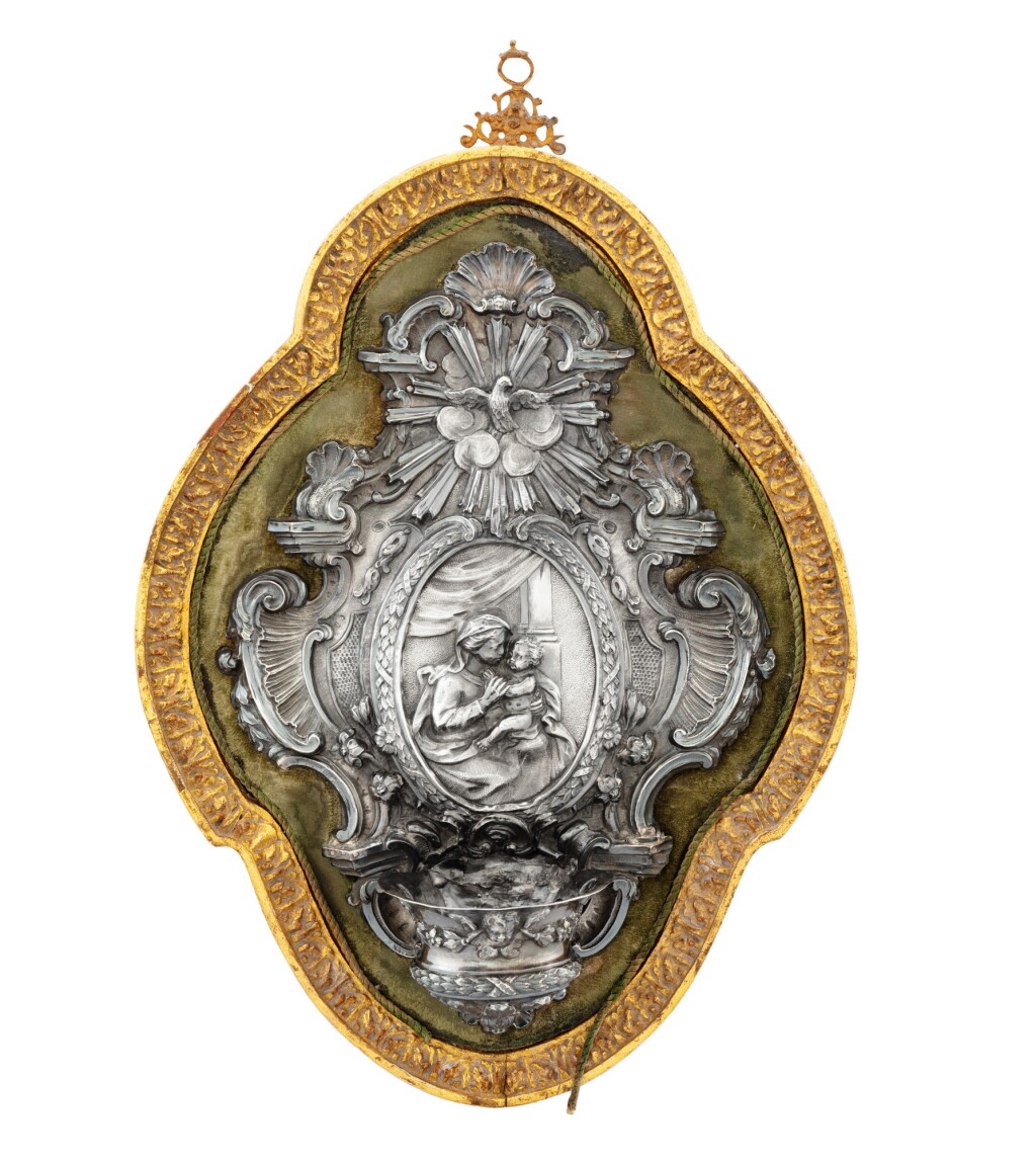 View full screen - View 1 of Lot 344. Wood and silver stoup, Filippo Maria Gondi, Roma, 18th century | Bénitier en argent sur âme en bois par Filippo Maria Gondi, Rome, vers 1760.