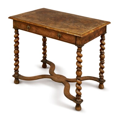 View full screen - View 1 of Lot 534. A CHALRES II OYSTER-VENEERED WALNUT SIDE TABLE, CIRCA 1680.