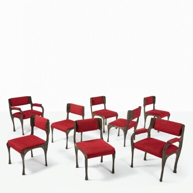 View full screen - View 1 of Lot 118. PAUL EVANS | SET OF EIGHT DINING CHAIRS.