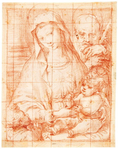 View full screen - View 1 of Lot 26. CIRCLE OF PERINO DEL VAGA | THE HOLY FAMILY WITH THE INFANT SAINT JOHN THE BAPTIST.