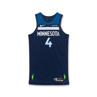 View full screen - View 1 of Lot 102. Rob Dillingham Minnesota Timberwolves 2024-2025 Game Worn Icon Edition Jersey | First Game Scoring Over 10 Points .