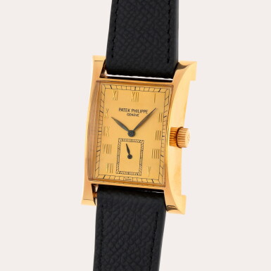 View full screen - View 1 of Lot 315. Pagoda, Reference 5500J-001 | A limited edition yellow gold wristwatch | Circa 1997.