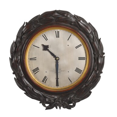 View full screen - View 1 of Lot 70. Vulliamy No.1905. A carved mahogany wall timepiece, London, dated 1851.