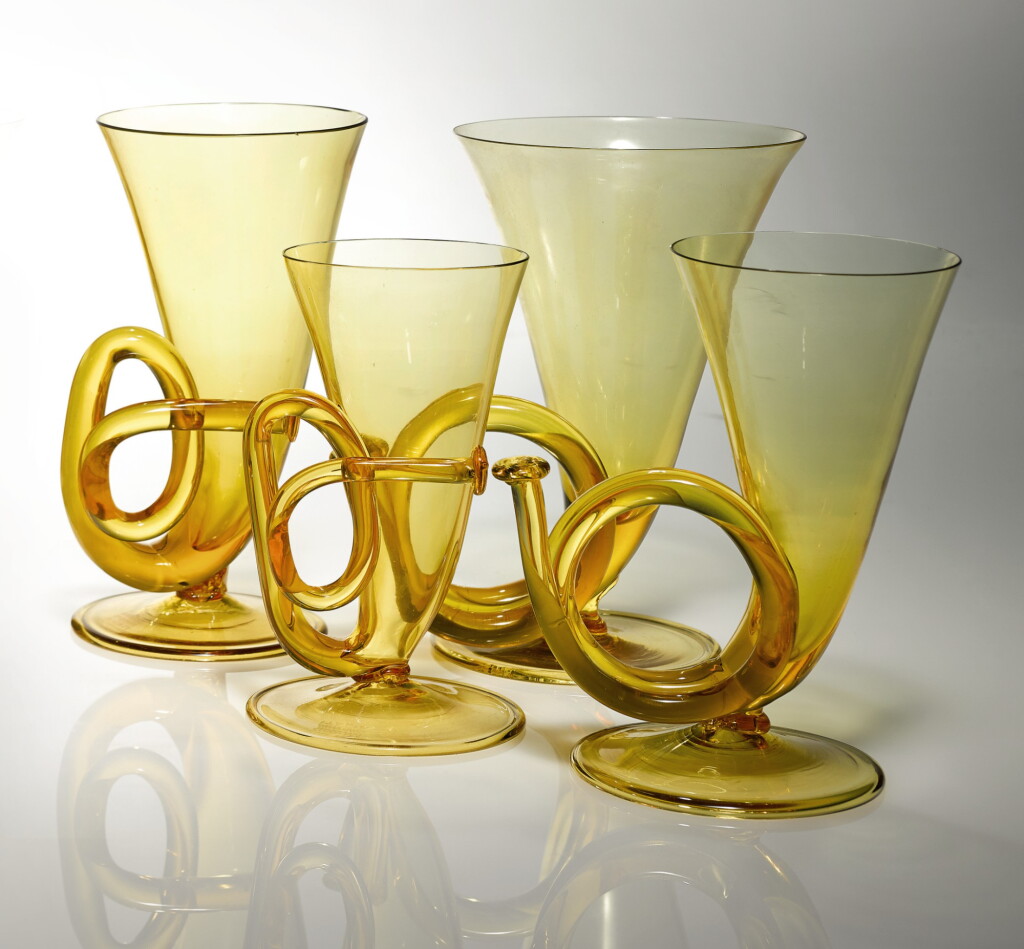 View full screen - View 1 of Lot 288. PIERO FORNASETTI | GROUP OF 24 "CORNO" GLASSES.