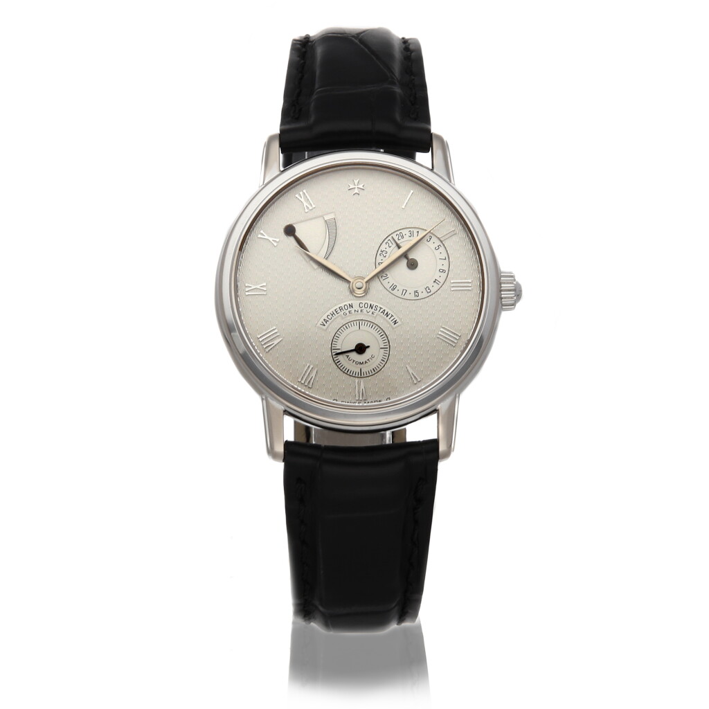 View full screen - View 1 of Lot 317. VACHERON CONSTANTIN | PATRIMONY POWER RESERVE 47200/000G-8445 A WHITE GOLD MANUAL WINDING WRISTWATCH CIRCA 1998.
