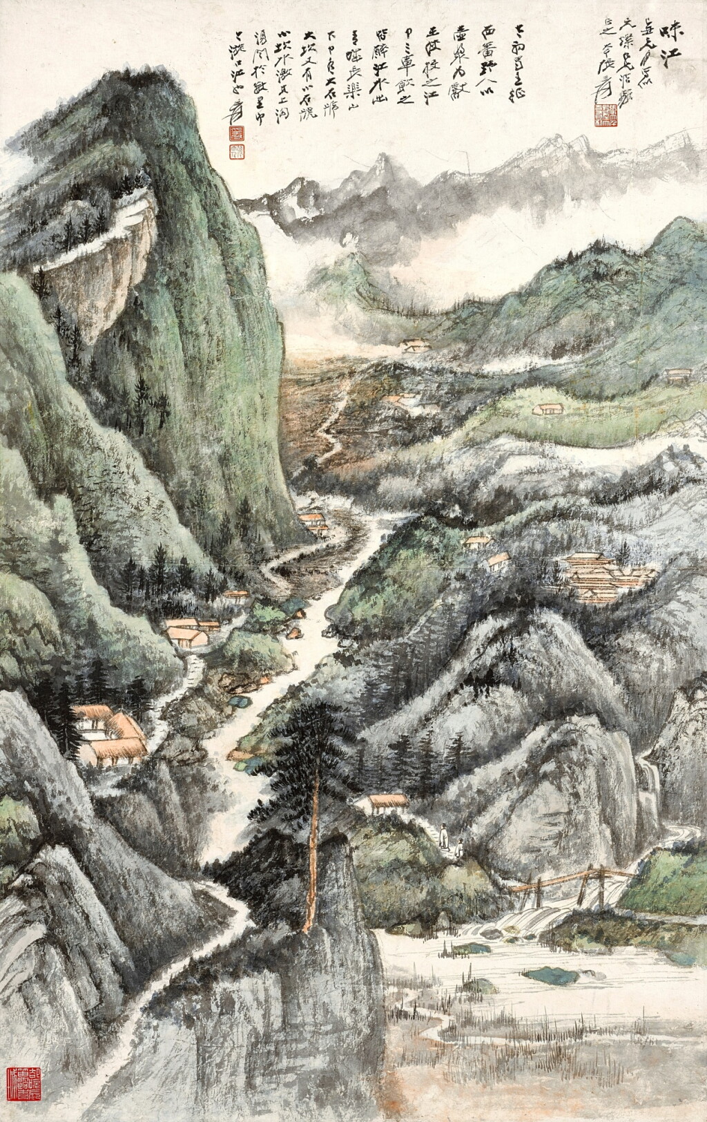 View full screen - View 1 of Lot 3087. 張大千 味江 | Zhang Daqian (Chang Dai-chien), Verdant Mountains in Sichuan.